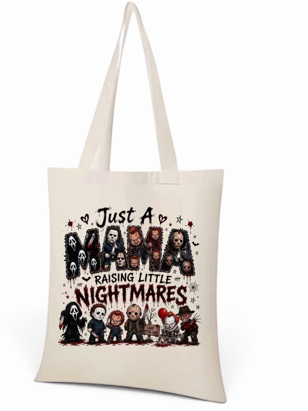 Cream Tote Bag just a mama raising little nightmares
